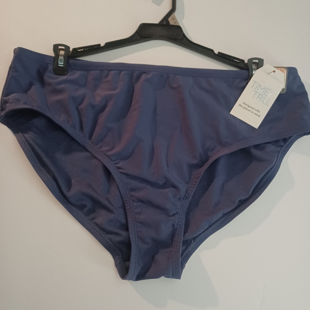 Time And Tru Navy Mid Rise Bikini Bottoms Plus Sz 1X 16 18